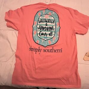 NWT Simply Southern Coral Short Sleeve Tee size Large